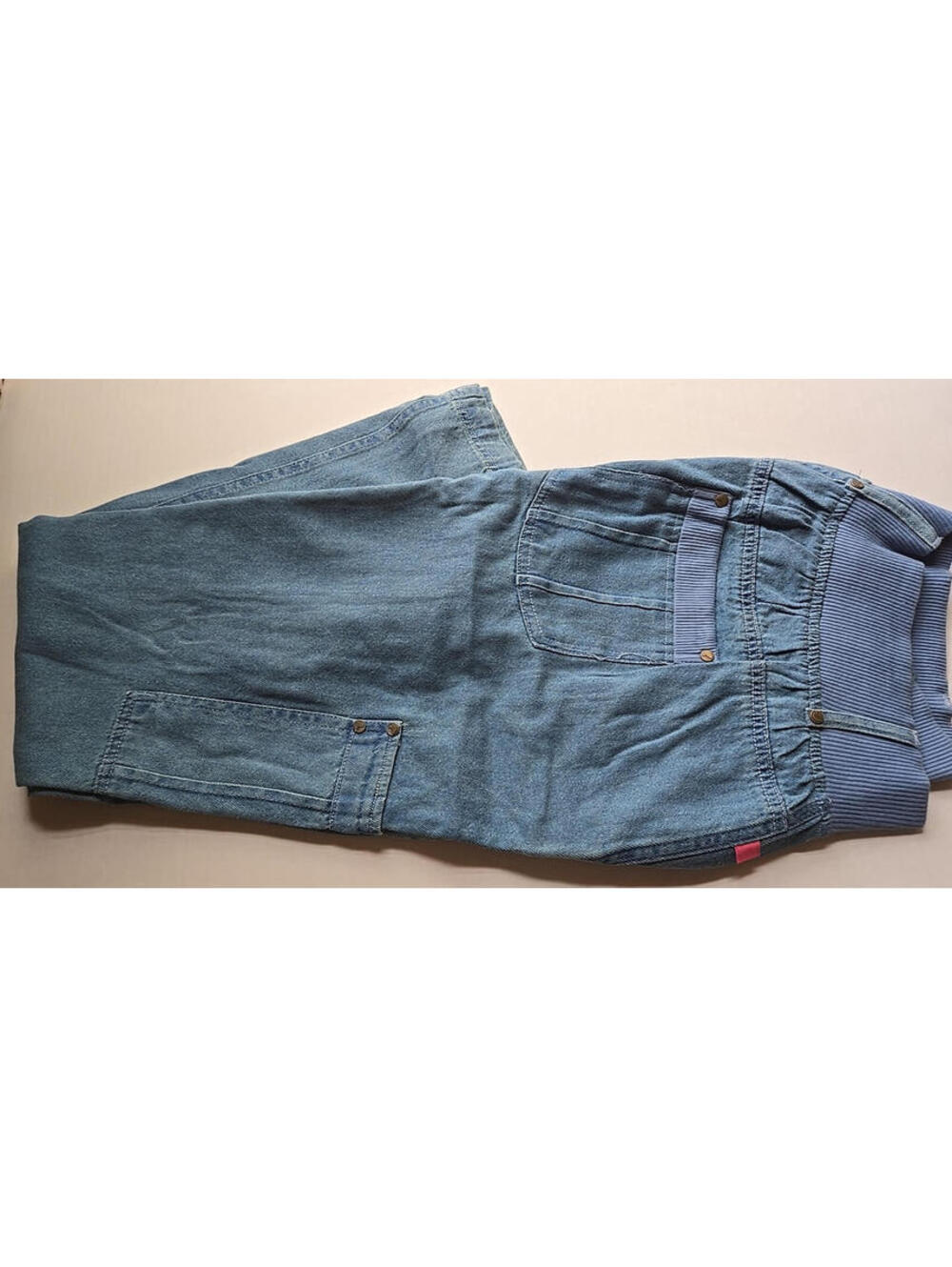 Woman Within Plus Size 24W Petite Cotton Denim Knit Waist Cargo Jean Pants